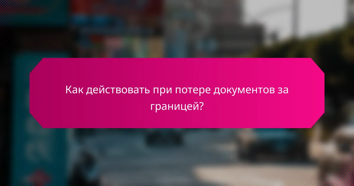 Как действовать при потере документов за границей?