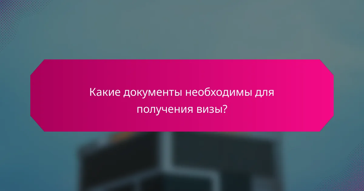 Какие документы необходимы для получения визы?