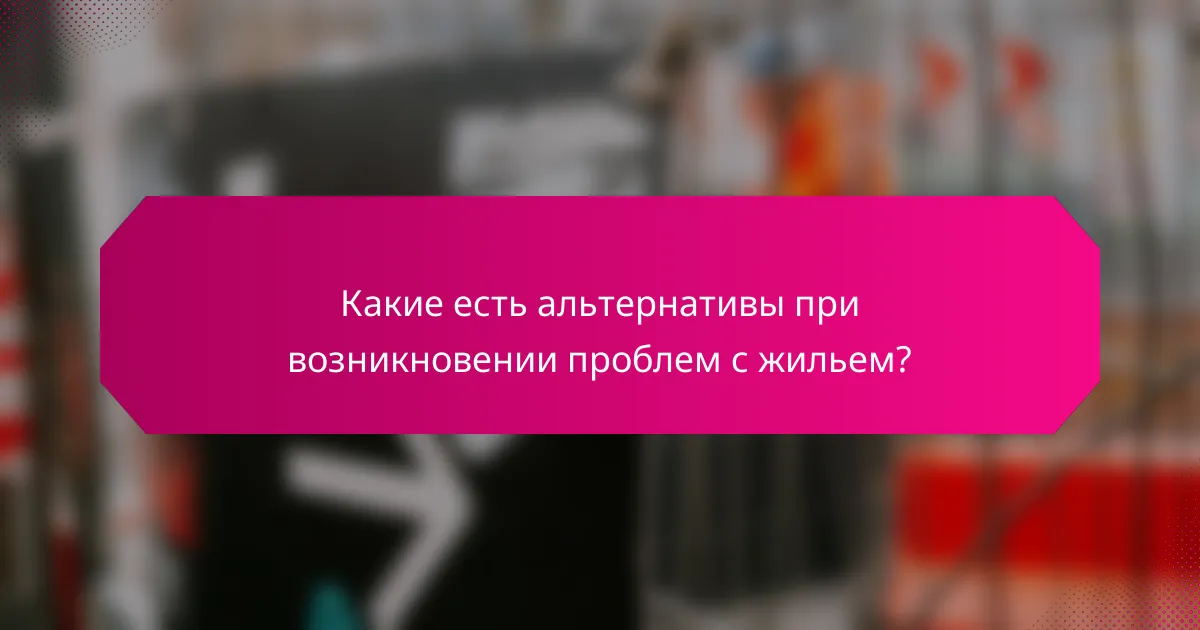 Какие есть альтернативы при возникновении проблем с жильем?
