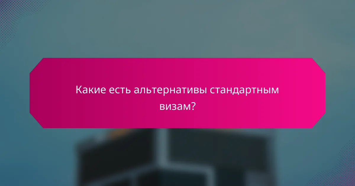Какие есть альтернативы стандартным визам?