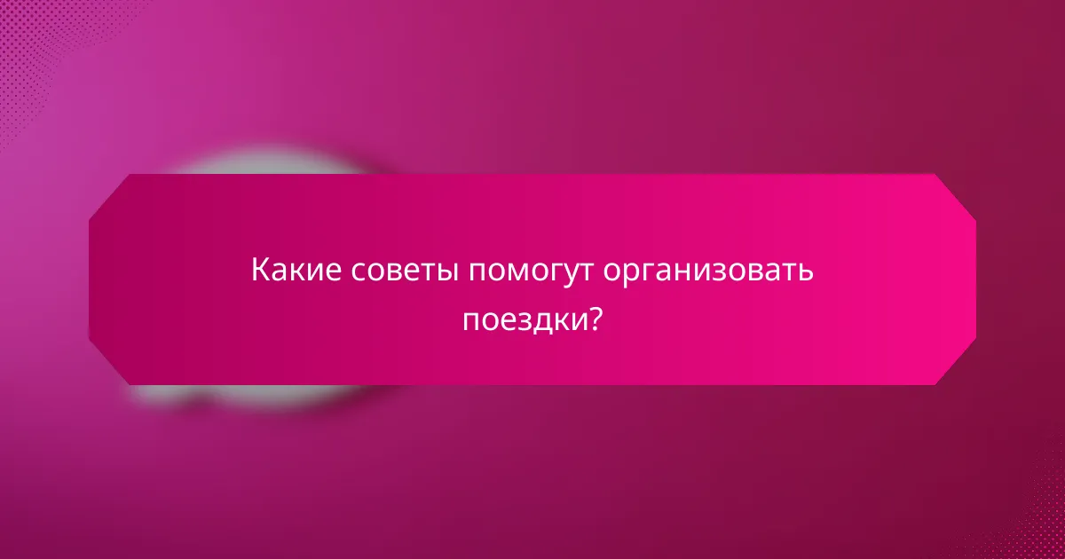Какие советы помогут организовать поездки?
